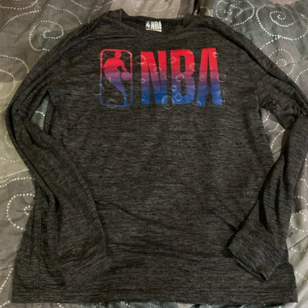 Dark grey NBA basketball long sleeve shirt mens